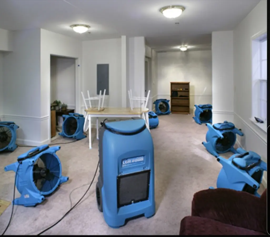 Air movers and dehumidifier setup for Water Damage Restoration in Anadarko